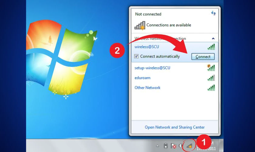 Cách kết nối Wifi cho laptop Asus Win 7