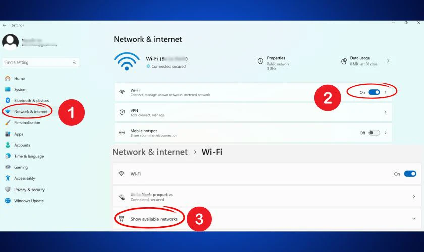 Cách kết nối Wifi cho laptop Asus Win 10 trên Cài đặt
