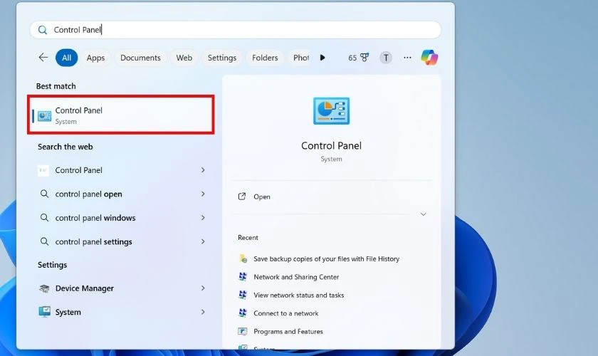  Truy cập Control Panel