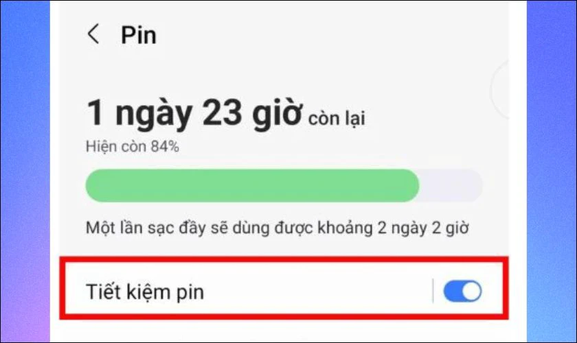 Cách khắc phục pin tụt nhanh Samsung - Bật tiết kiệm pin