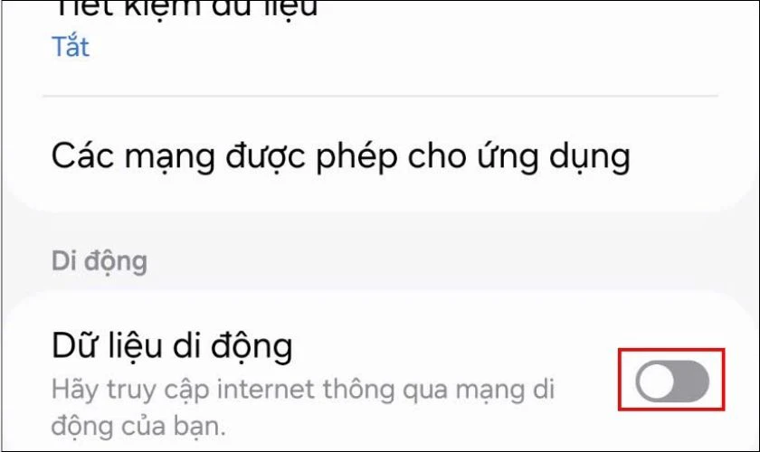 Tắt dữ liệu di động khi không sử dụng