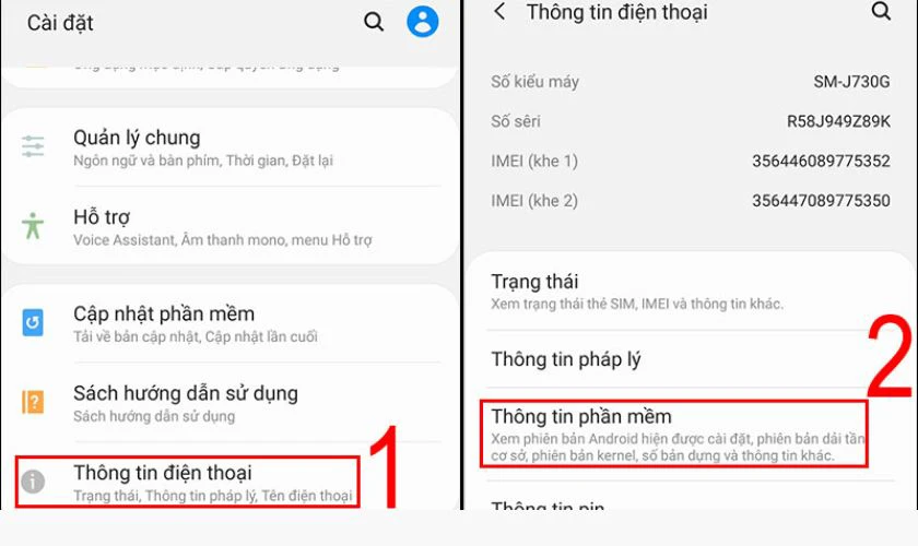 Chọn Thông tin phần mềm