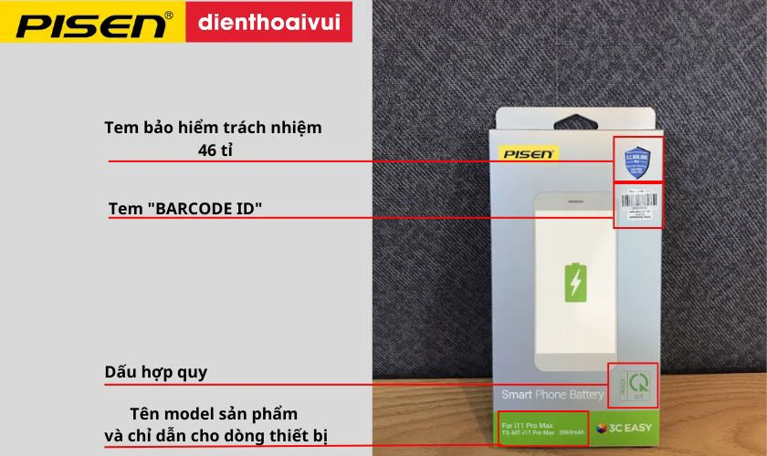 Cách kiểm tra pin Pisen chính hãng qua mặt trước vỏ hộp