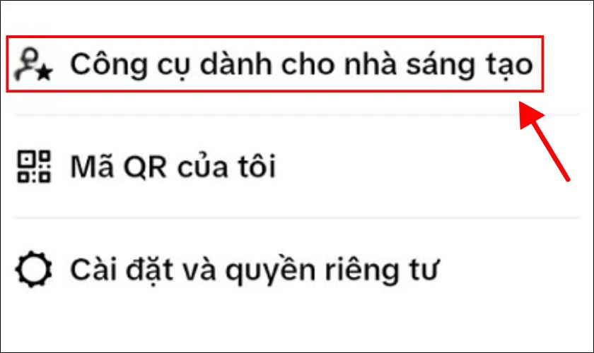 Quay lại Cài đặt và chọn Công cụ dành cho nhà sáng tạo