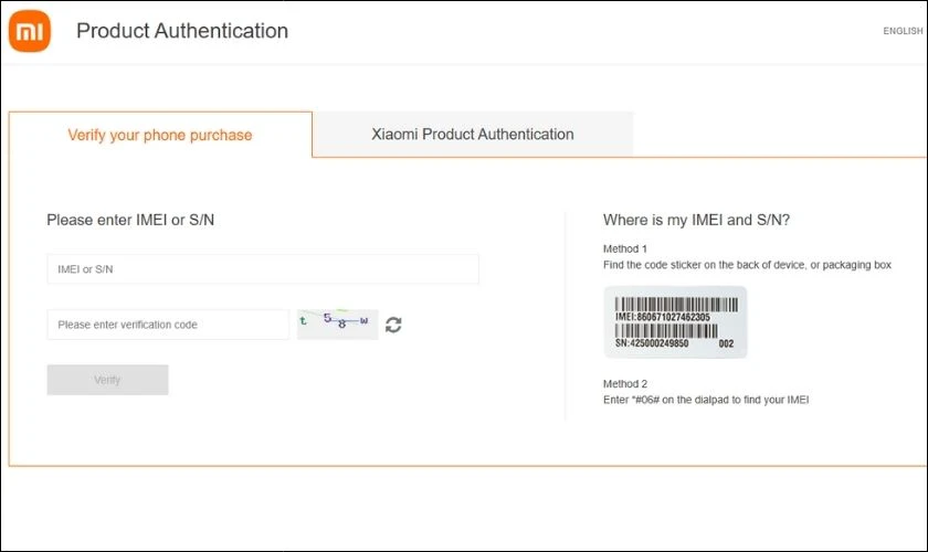 Truy cập trang web kiểm tra bảo hành imei.mi.com