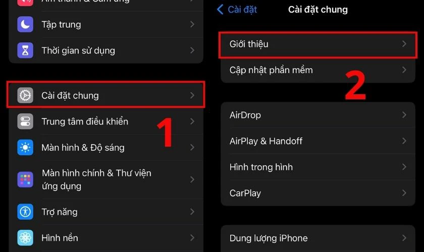 Kiểm tra mục "Thông tin linh kiện và bảo hành" trong Cài đặt
