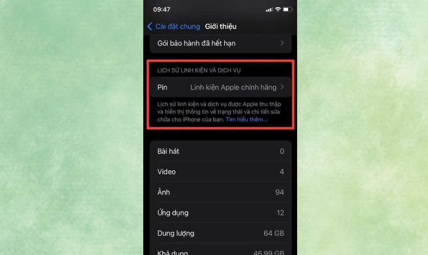 Kiểm tra thông tin pin có bị kích không từ iPhone 