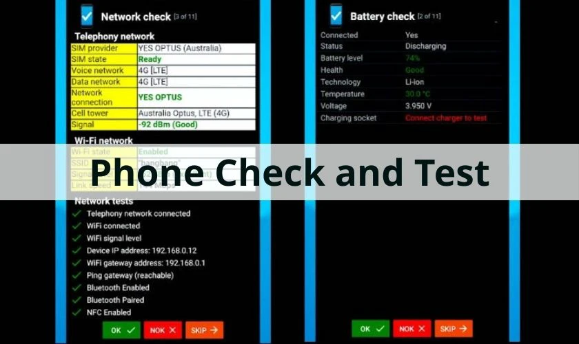 Check pin Samsung bằng Phone Check and Test