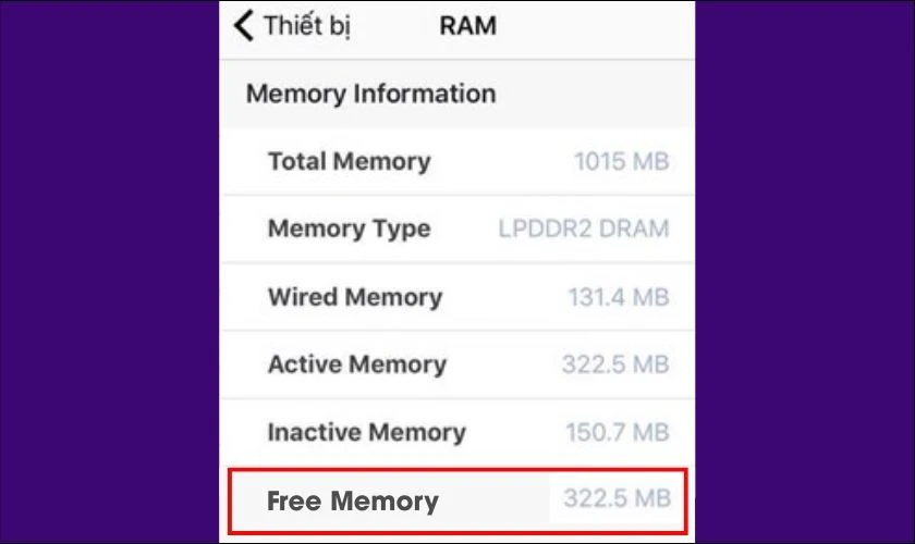 Cách kiểm tra RAM điện thoại còn trống trên iPhone