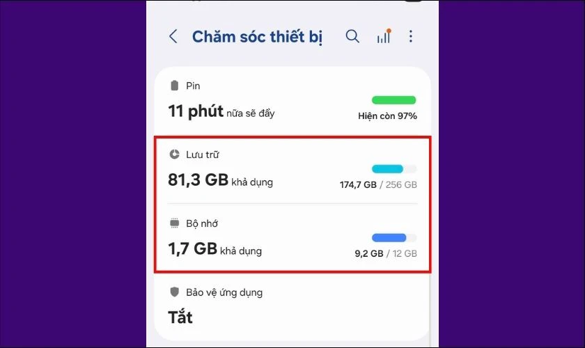 Kiểm tra RAM điện thoại Android trong Cài đặt