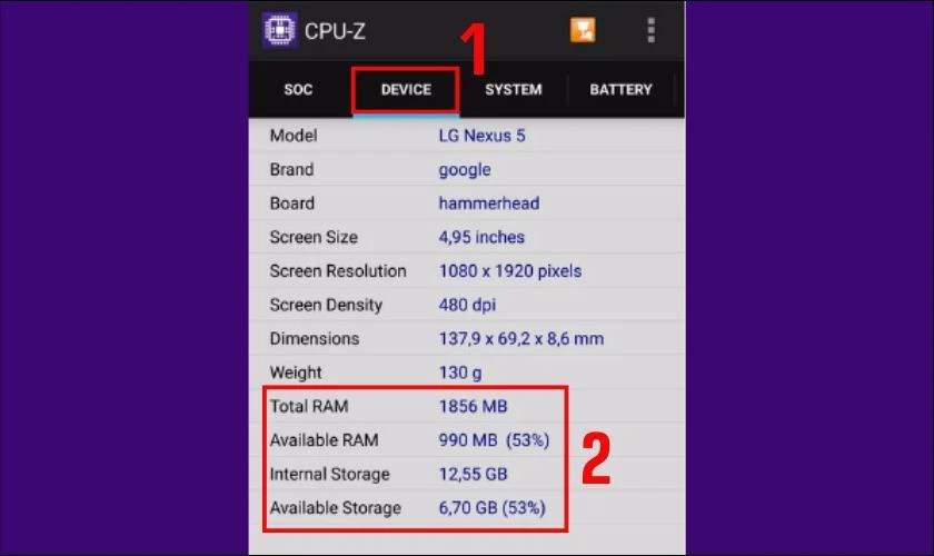 Cách kiểm tra RAM điện thoại Android bằng ứng dụng CPU-Z