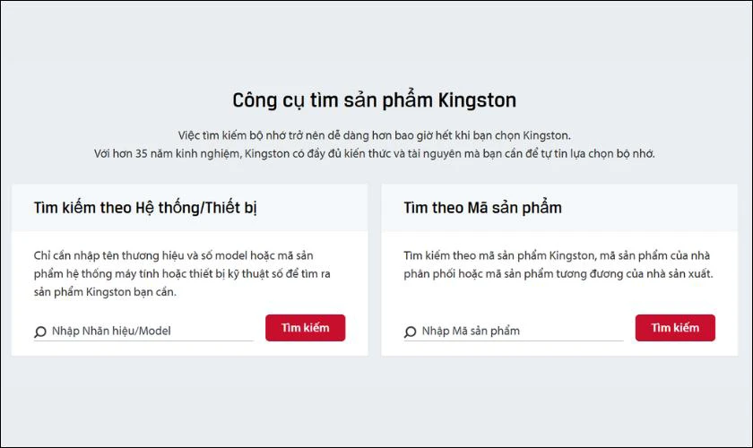 Kiểm tra RAM Kingston chính hãng bằng cách tra cứu trên web