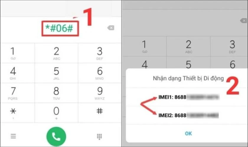 Để kiểm tra IMEI trên điện thoại, bạn chỉ cần bấm *#06# trên bàn phím gọi