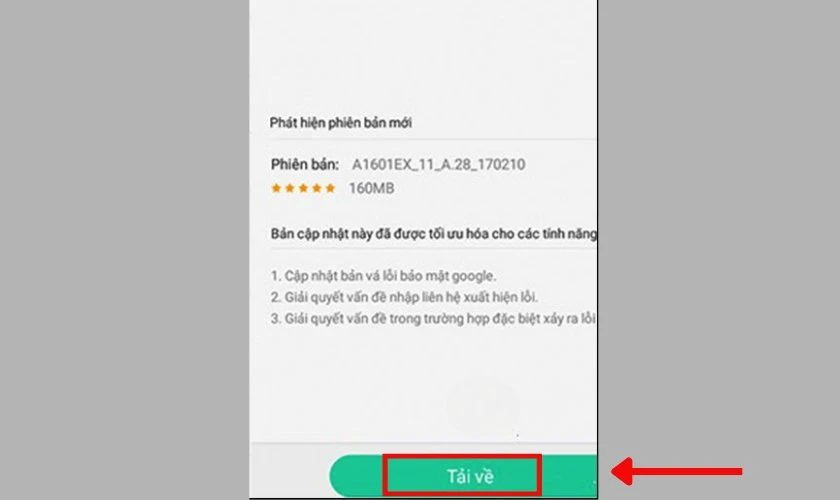 Nếu có bản cập nhật, nhấn Tải về