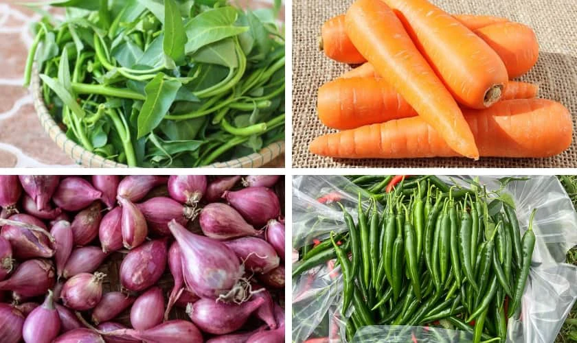 Rau muống chua ngọt chuẩn bị