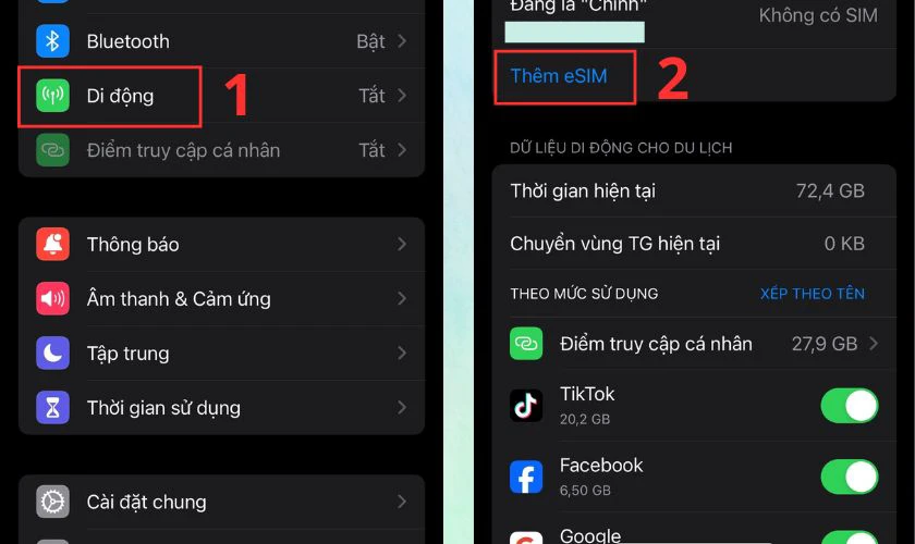 Cách cài đặt và kích hoạt eSIM trên iPhone bước 1