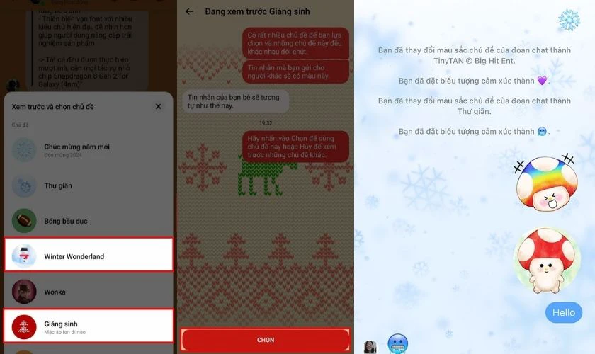 Cách đổi hình nền Messenger chủ đề Noel