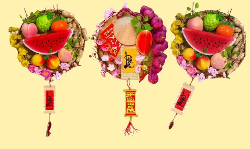 Mẹt trang trí Tết với trái cây