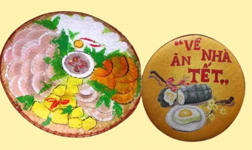 Cách làm mẹt trang trí Tết với tranh hình các món ăn Tết