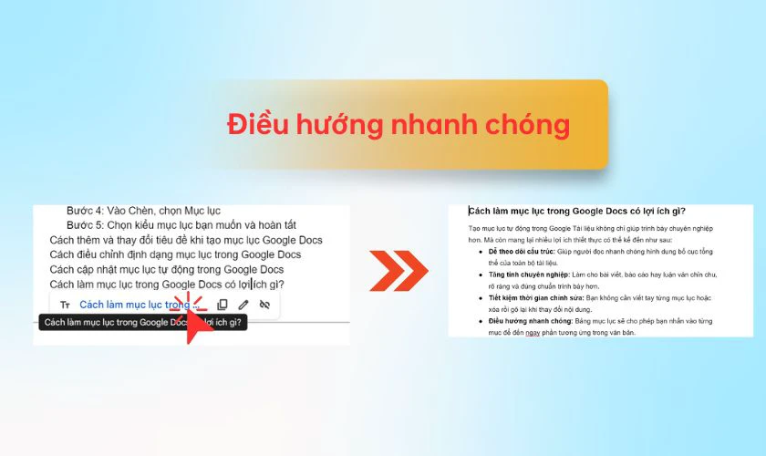 Cách làm mục lục trong Google Docs có lợi ích gì?