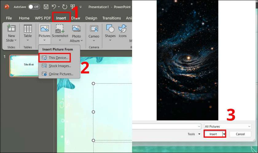 Bước 6: Chèn hình ảnh vào slide