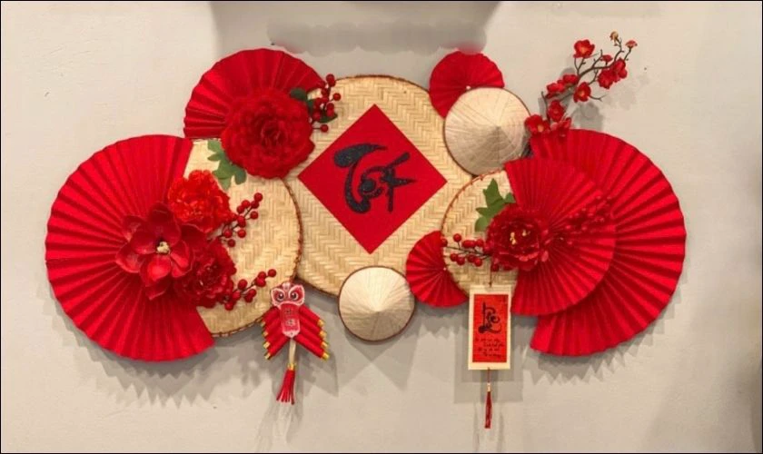 Mẫu quạt giấy trang trí Tết Bính Ngọ sắc xuân