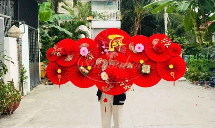 Mẫu làm quạt giấy trang trí Tết 2026 Bính Ngọ đẹp mắt