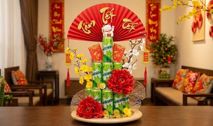Làm tháp nước ngọt Mirinda chưng đẹp