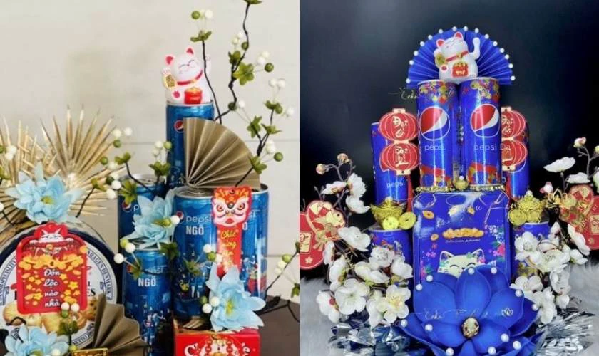 Làm tháp nước ngọt Pepsi chưng Tết đẹp