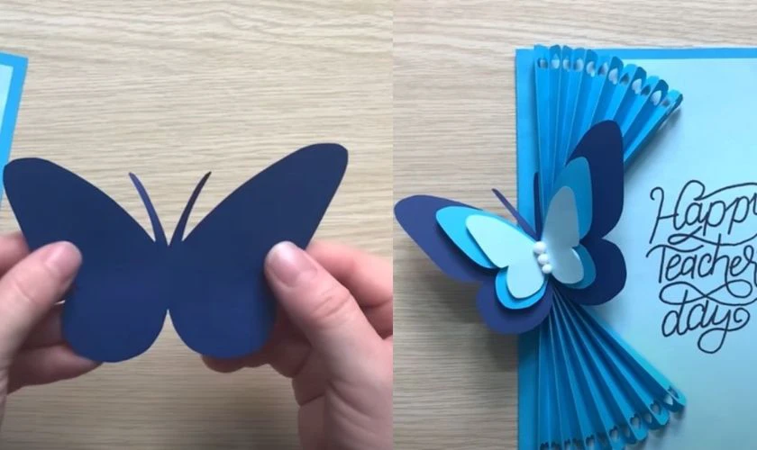 Dán chú bướm lên mặt trong hoặc ngoài của tấm thiệp