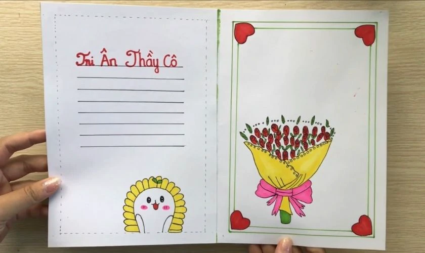 Hoàn thiện thiệp 20/11 bằng giấy A4