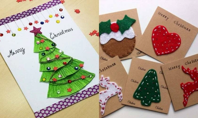 Cách làm thiệp Noel từ vải