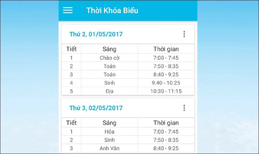 App tạo thời khóa biểu