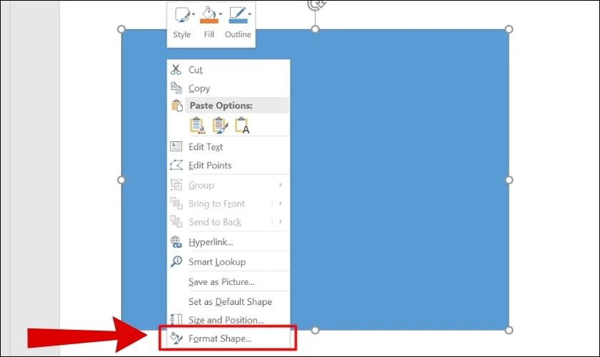 Chọn Format Shape