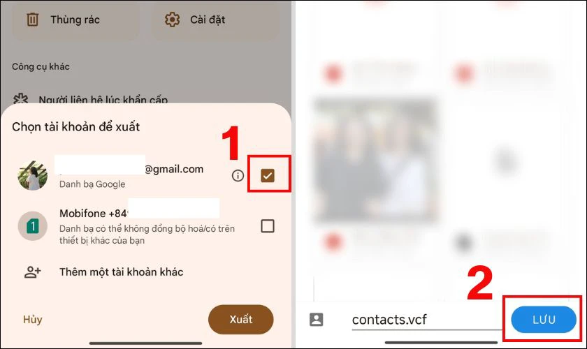 Bạn tick vào tài khoản Gmail mà bạn muốn và nhấn nút Xuất