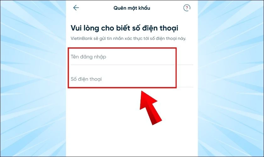 Nhập thông tin xác thực theo yêu cầu