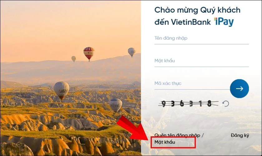Tại giao diện đăng nhập, bạn nhấn chọn Mật khẩu