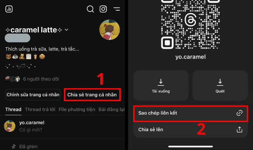 Cách lấy link Threads cá nhân của bản thân
