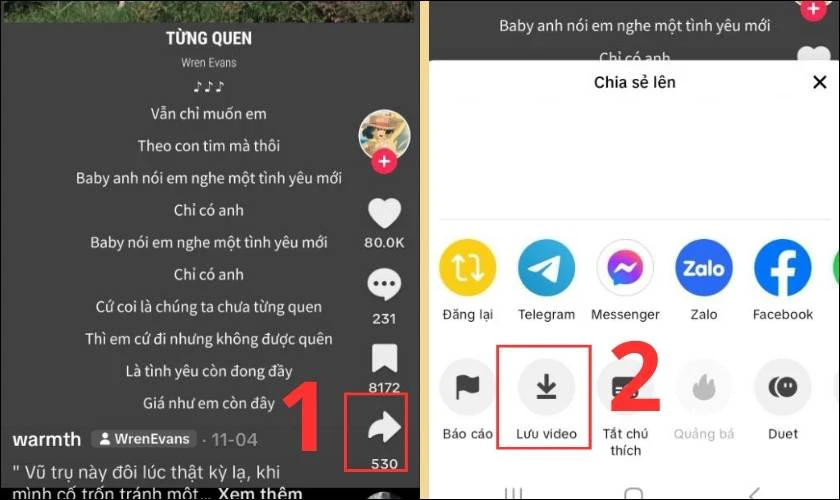 Mở ứng dụng TikTok tìm lưu bài hát