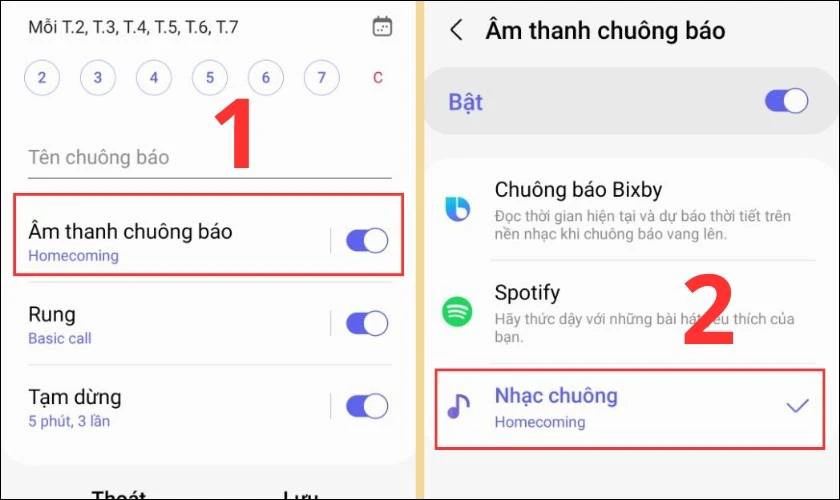 Tiếp theo chọn phần Âm thanh chuông báo và Nhạc chuông