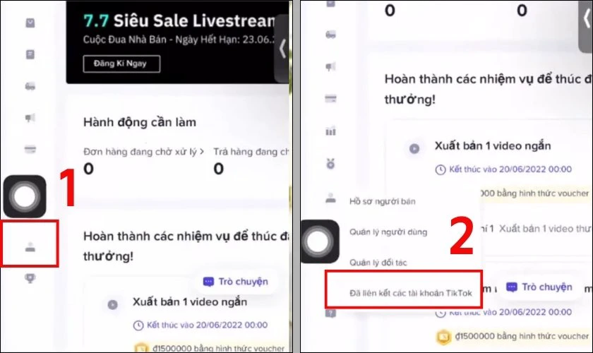 Vào phần Đã liên kết các tài khoản TikTok