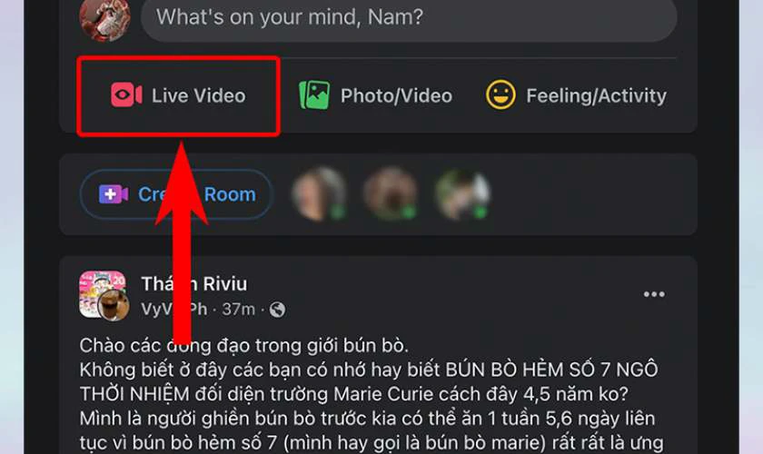 Truy cập Facebook, vào Live Video để bắt đầu thiết lập livestream