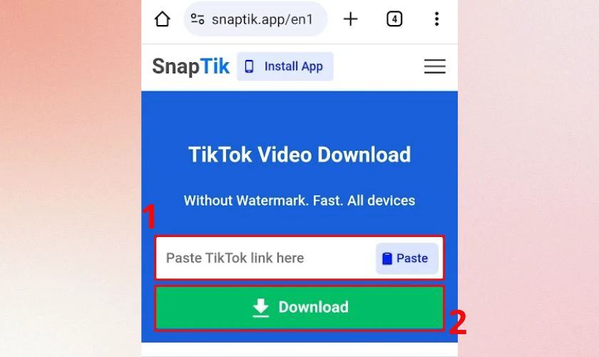 Cách tải ảnh TikTok không dính logo bằng Snaptik