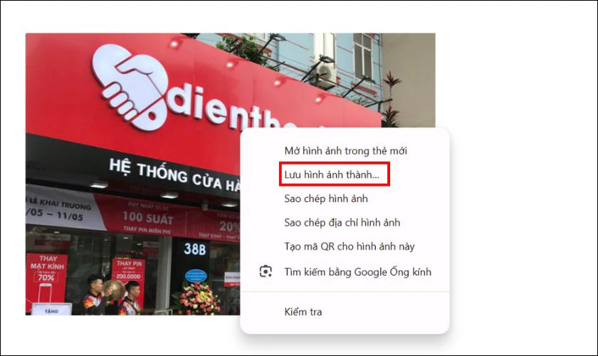 Nhấp chuột phải tại ảnh muốn tải xuống, nhấn Lưu hình ảnh thành