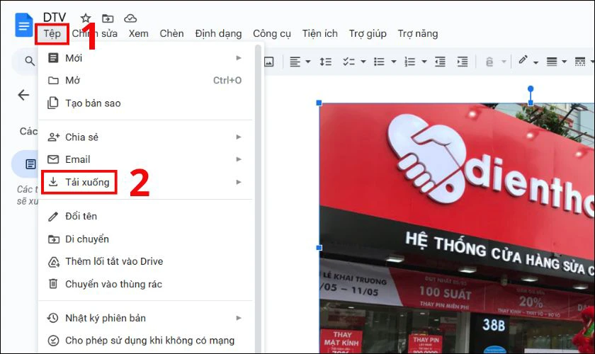 Chọn vào Tệp và chọn vào Tải xuống