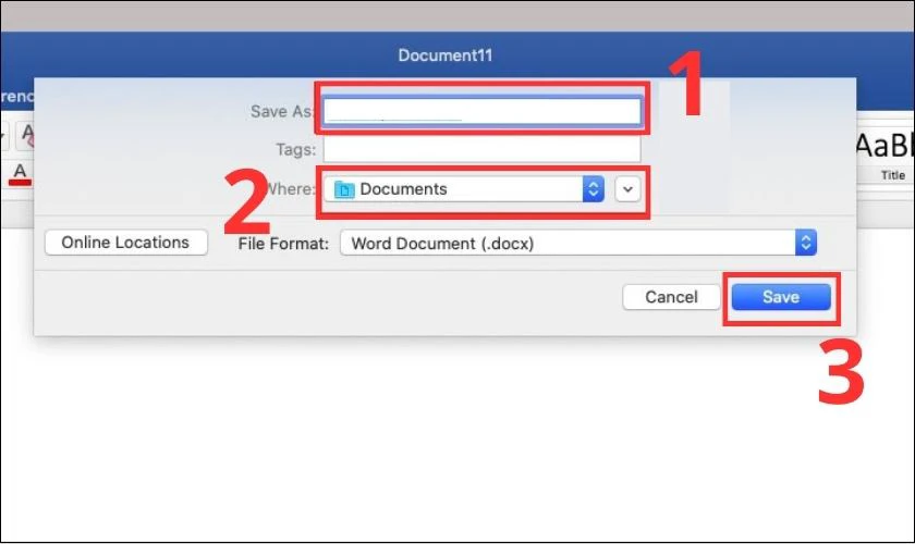 Cách lưu file Word trên Macbook