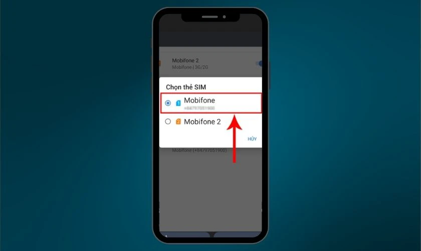Chọn SIM 1 hoặc SIM 2 (tùy vào SIM bạn muốn lưu)