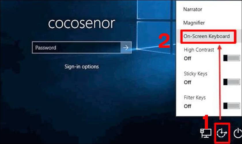 Cách mở bàn phím ảo trên laptop DELL khi màn hình khóa