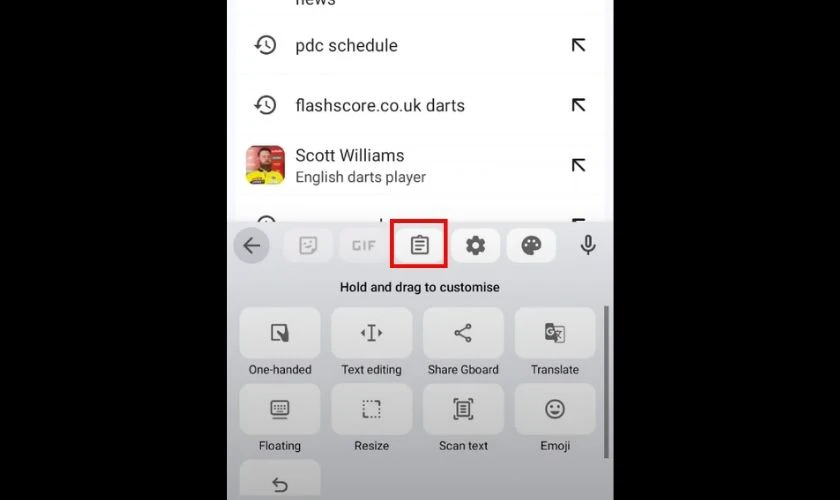 Chọn “Bộ nhớ tạm” (Clipboard)