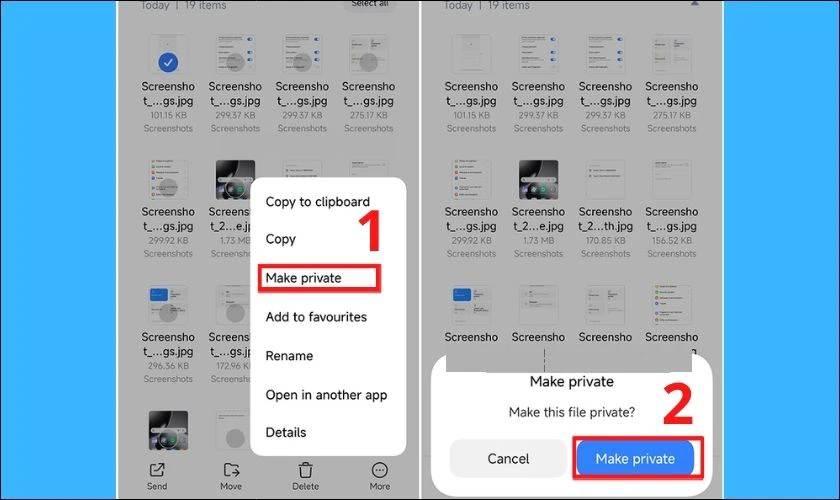 Chọn Đặt thành riêng tư (Make private)